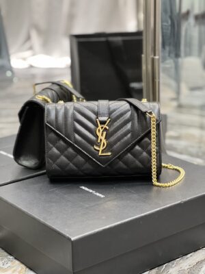 Saint Laurent Sunset Medium Chain Bag For Women 8.6in/22cm Black YSL