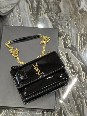 Saint Laurent Small Bag Black In Mix Matelasse For Women 8.2in/21cm YSL 600195BOW921000