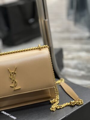 Saint Laurent Sunset Medium Chain Bag For Women 8.6in/22cm White YSL 442906DND0J9207