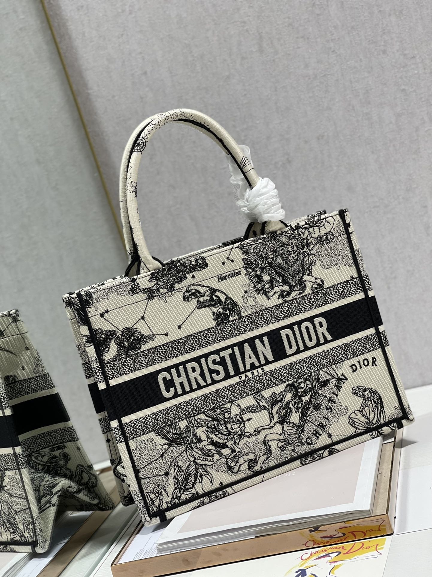 Christian Dior Medium Dior Book Tote Bag, Black/White, For Women Women’s Handbags, Shoulder Bags, 36cm CD M1296ZRHZ_M941