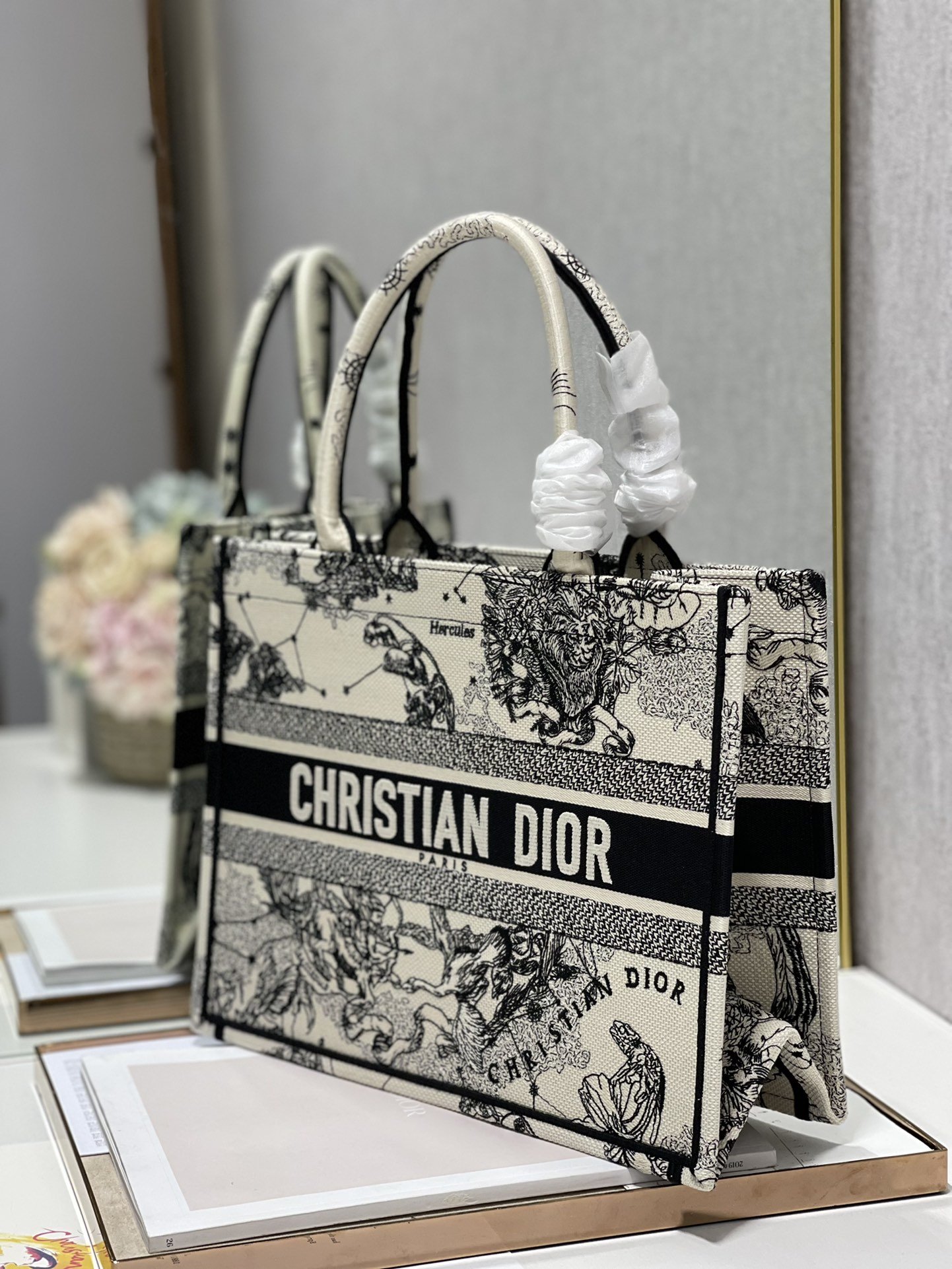 Christian Dior Medium Dior Book Tote Bag, Black/White, For Women Women’s Handbags, Shoulder Bags, 36cm CD M1296ZRHZ_M941